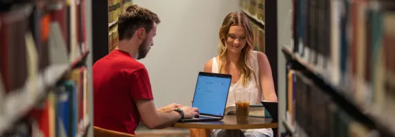 Students studying in the library